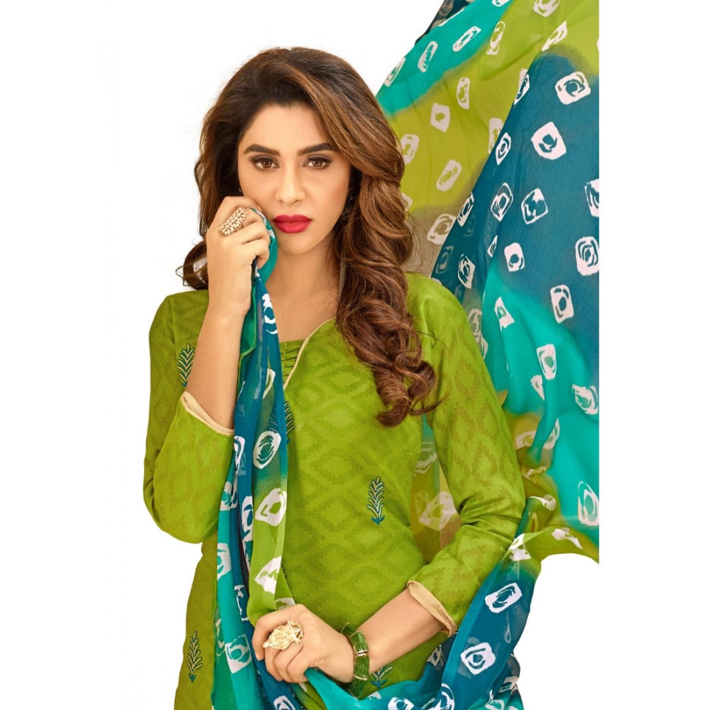 Cotton Jacquard Unstitched Salwar-Suit Material With Dupatta