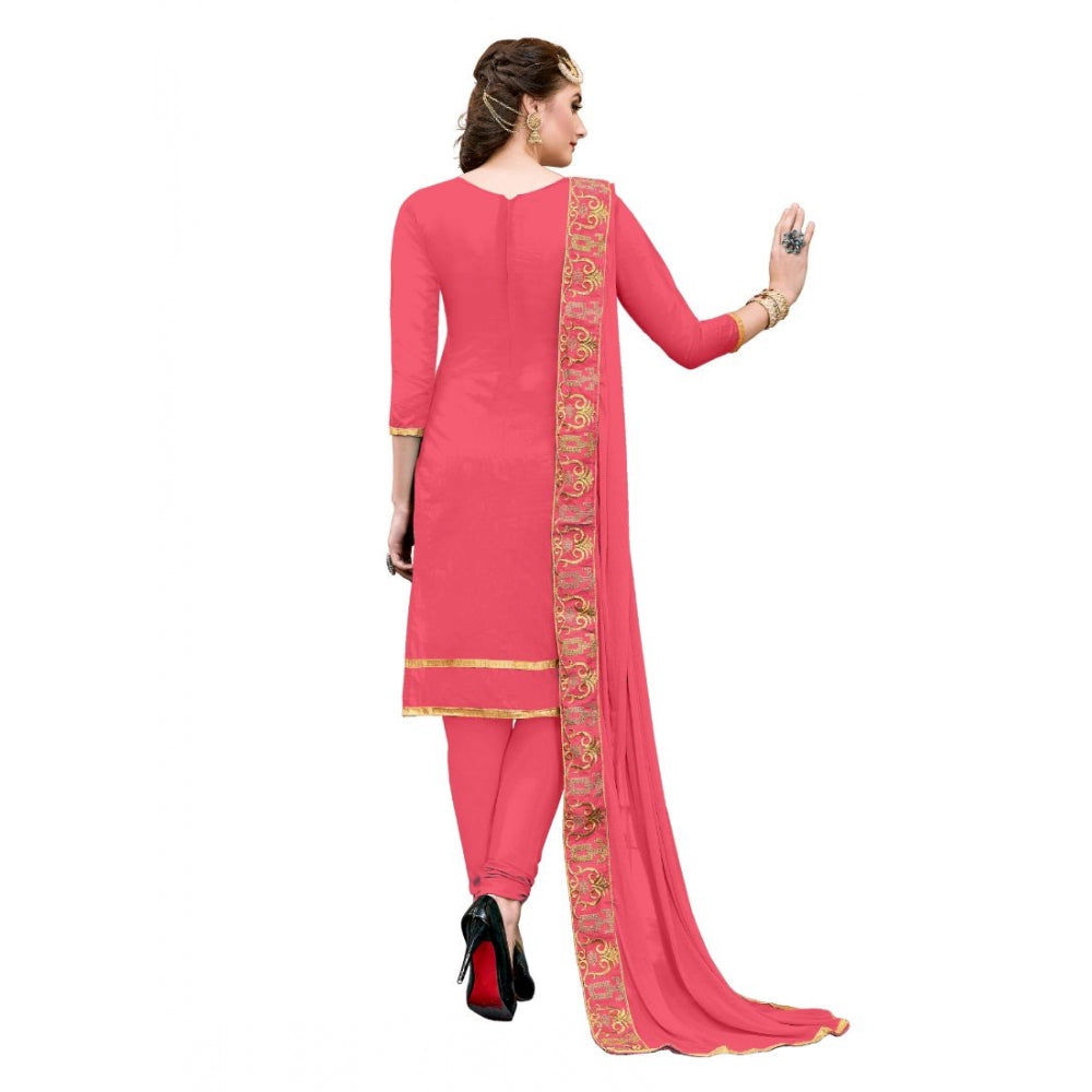 Chanderi Cotton Unstitched Salwar-Suit Material With Dupatta