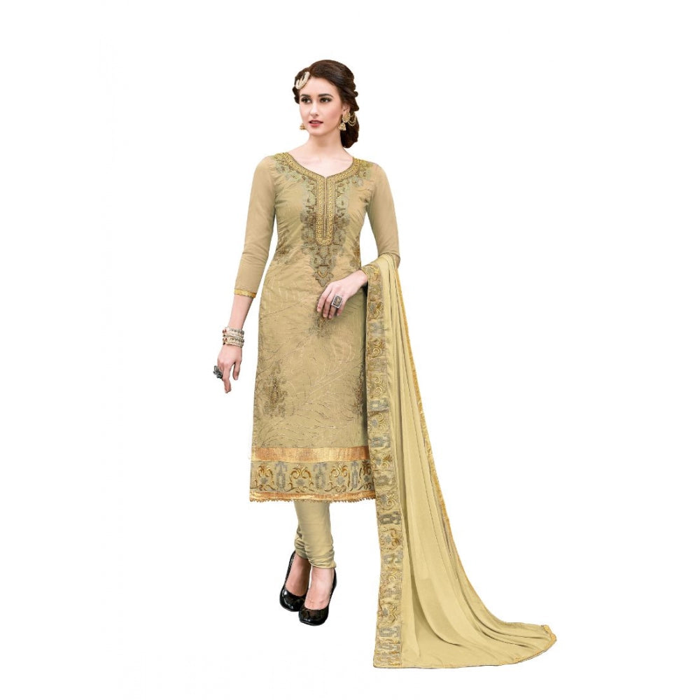 Chanderi Cotton Unstitched Salwar-Suit Material With Dupatta