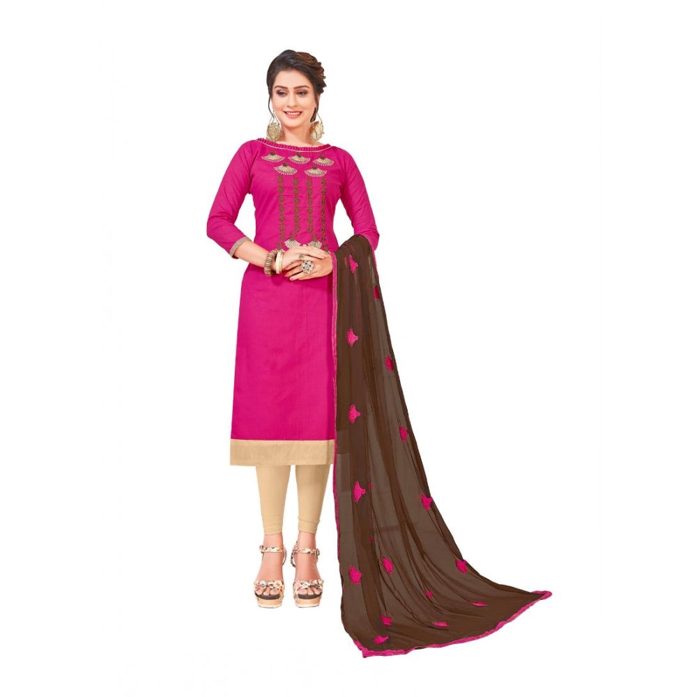 Slub Cotton Unstitched Salwar-Suit Material With Dupatta