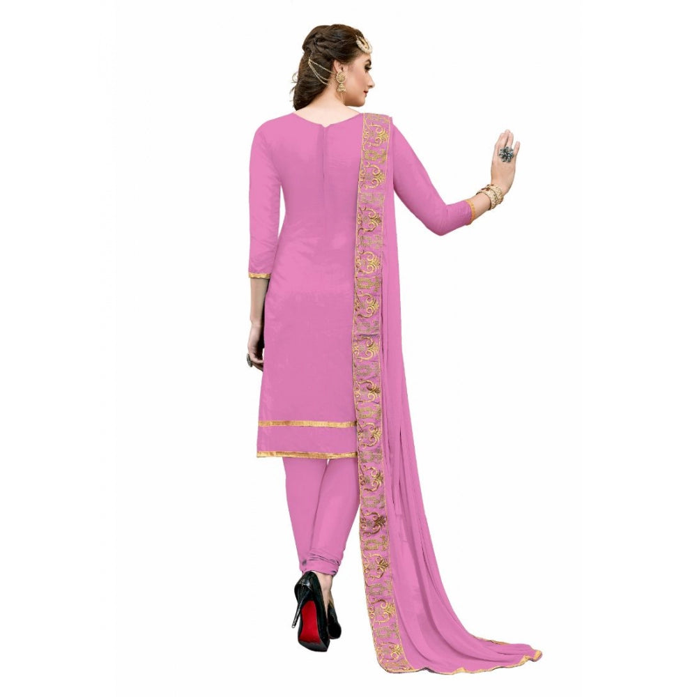 Chanderi Cotton Unstitched Salwar-Suit Material With Dupatta