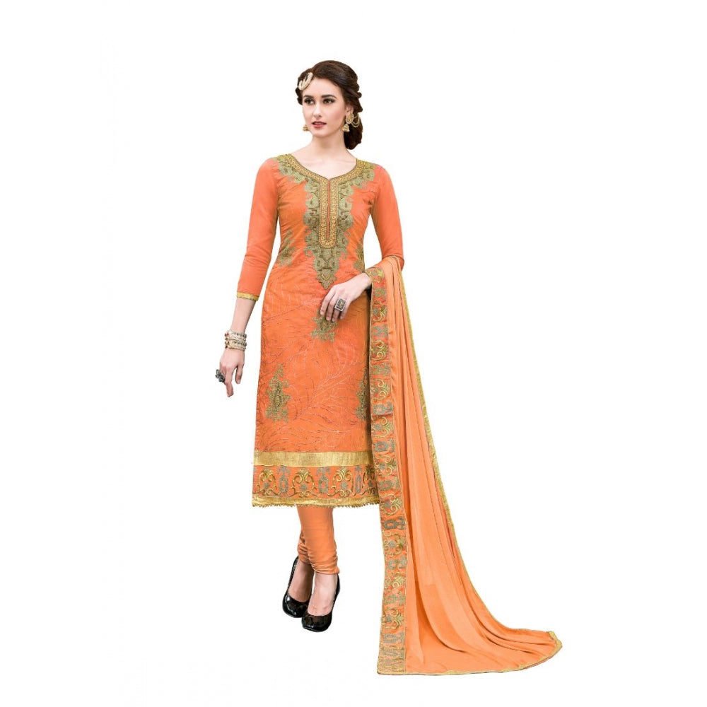 Chanderi Cotton Unstitched Salwar-Suit Material With Dupatta