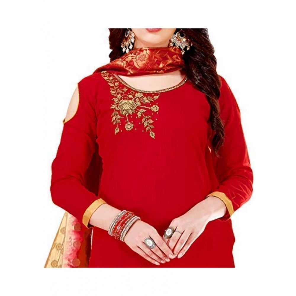 Slub Cotton Unstitched Salwar-Suit Material With Dupatta