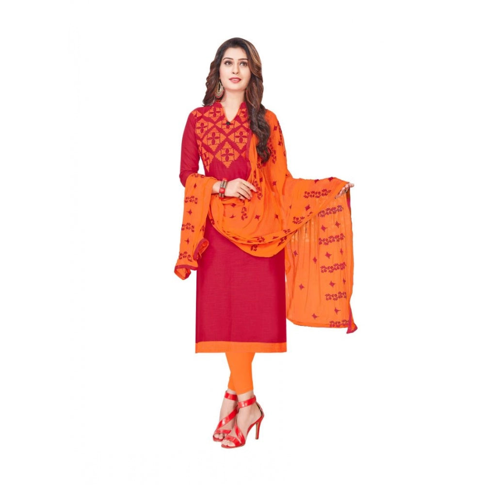 Slub Cotton Unstitched Salwar-Suit Material With Dupatta