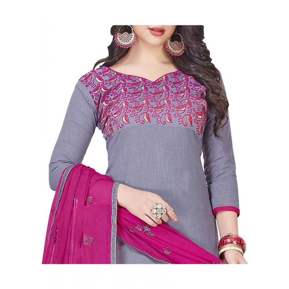 Slub Cotton Unstitched Salwar-Suit Material With Dupatta