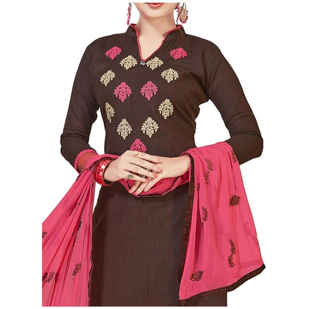 Slub Cotton Unstitched Salwar-Suit Material With Dupatta