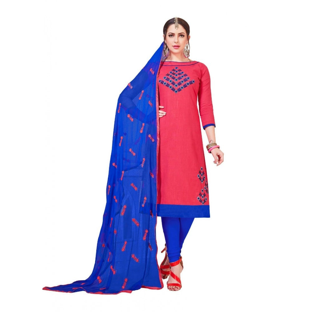 Slub Cotton Unstitched Salwar-Suit Material With Dupatta