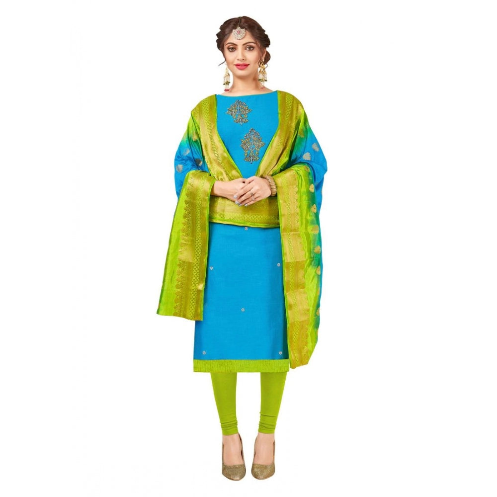 South Slub Cotton Unstitched Salwar-Suit Material With Dupatta