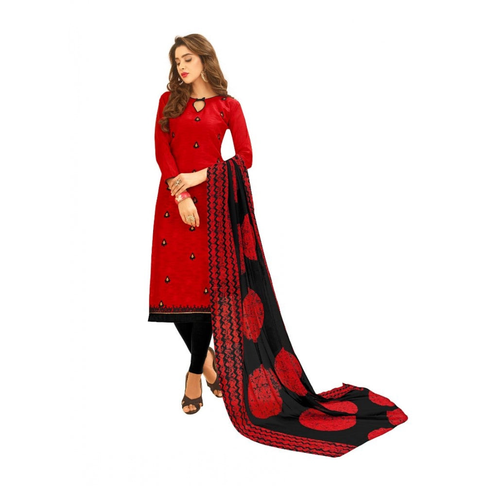 Cotton Jacquard Unstitched Salwar-Suit Material With Dupatta