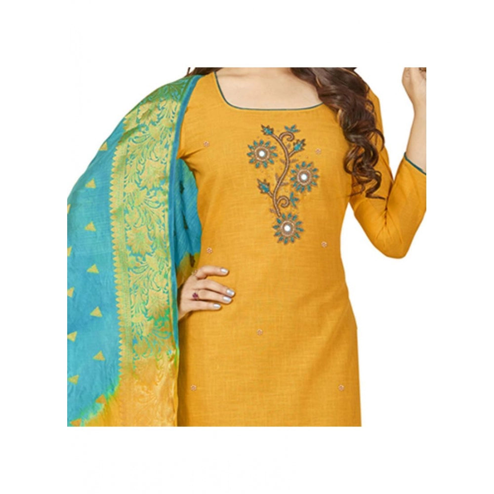 South Slub Cotton Unstitched Salwar-Suit Material With Dupatta