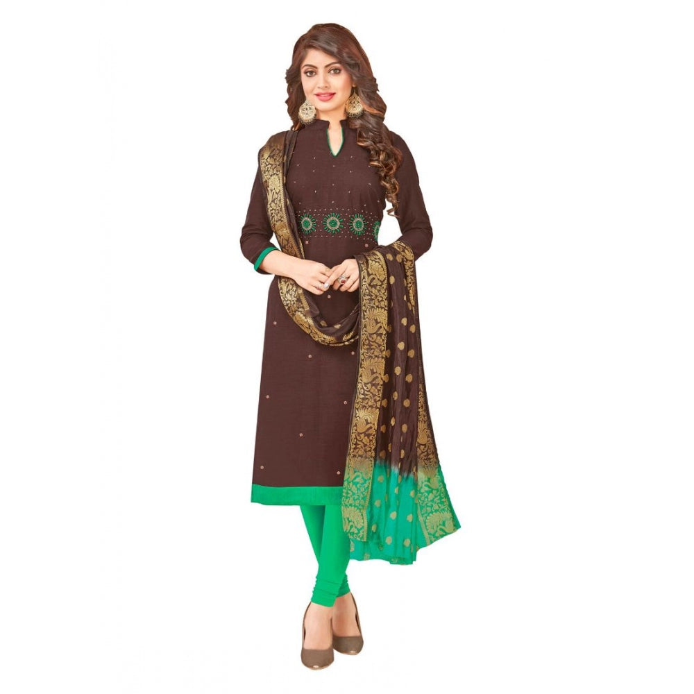 South Slub Cotton Unstitched Salwar-Suit Material With Dupatta