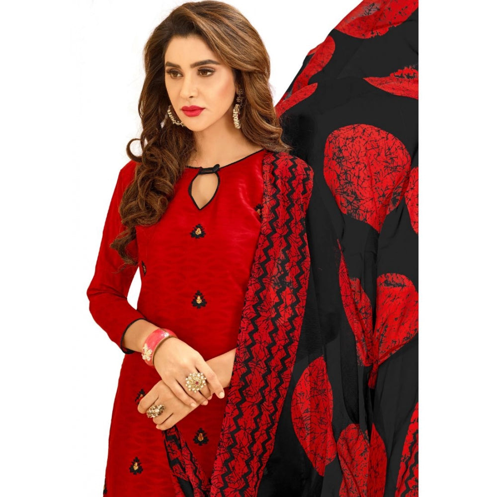 Cotton Jacquard Unstitched Salwar-Suit Material With Dupatta