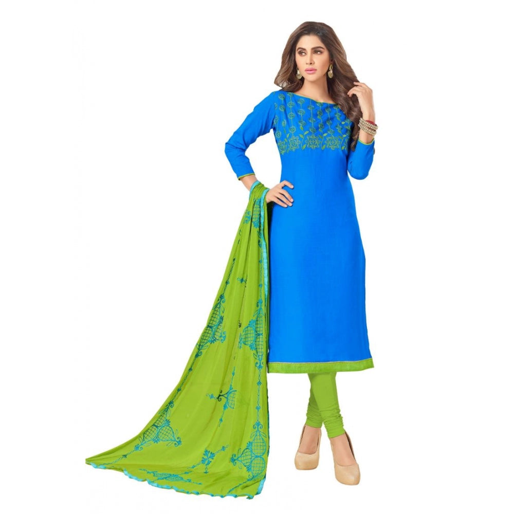 Slub Cotton Unstitched Salwar-Suit Material With Dupatta