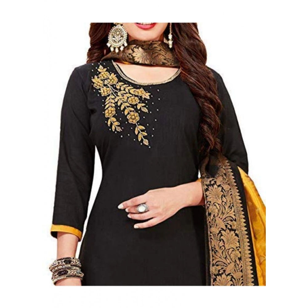 Slub Cotton Unstitched Salwar-Suit Material With Dupatta