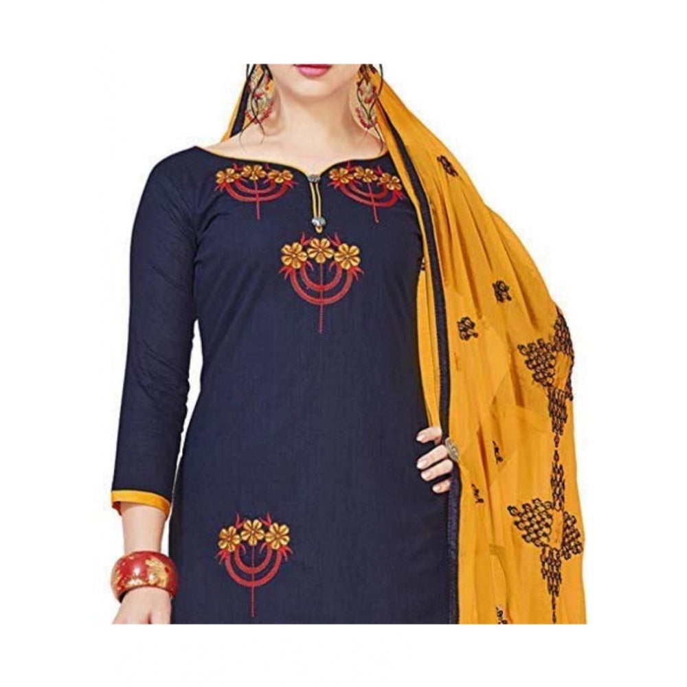 Slub Cotton Unstitched Salwar-Suit Material With Dupatta