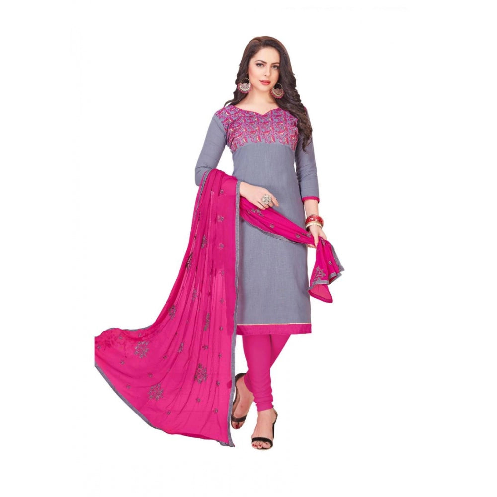 Slub Cotton Unstitched Salwar-Suit Material With Dupatta