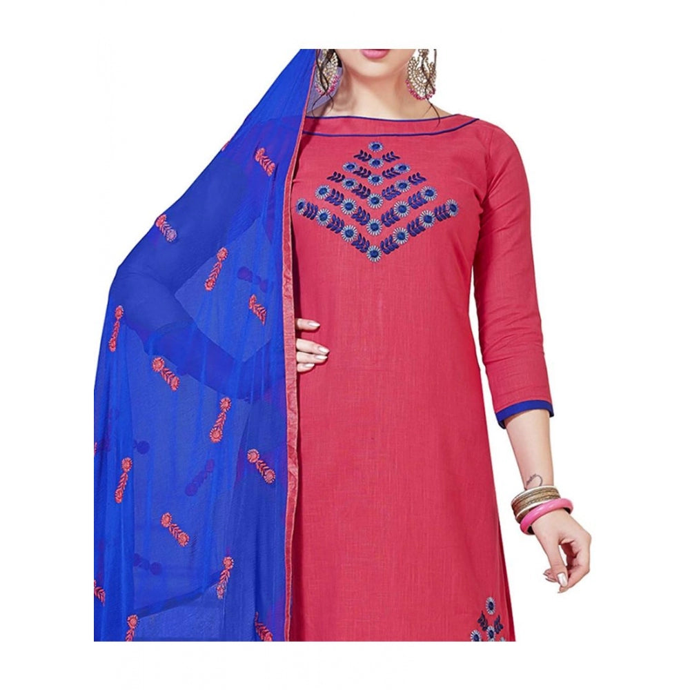 Slub Cotton Unstitched Salwar-Suit Material With Dupatta