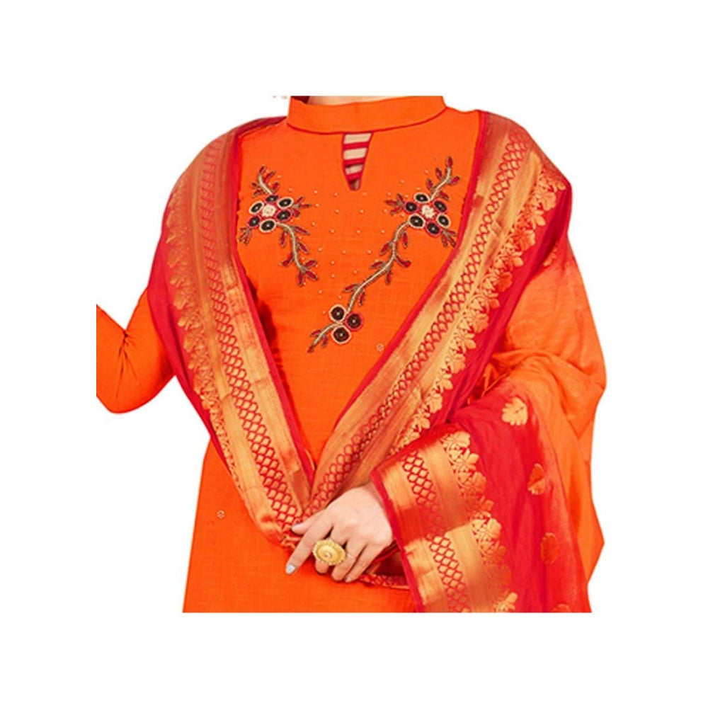 South Slub Cotton Unstitched Salwar-Suit Material With Dupatta