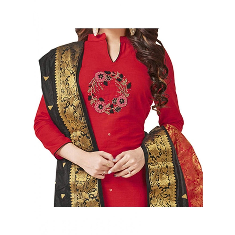 South Slub Cotton Unstitched Salwar-Suit Material With Dupatta