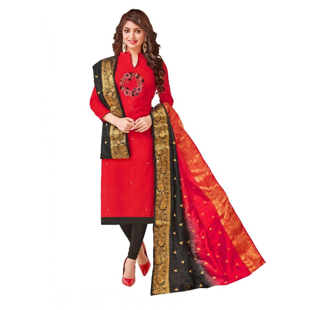 South Slub Cotton Unstitched Salwar-Suit Material With Dupatta