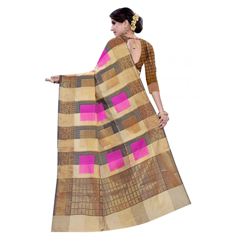 Ranili Cotton, Jacqaurd Saree With Blouse