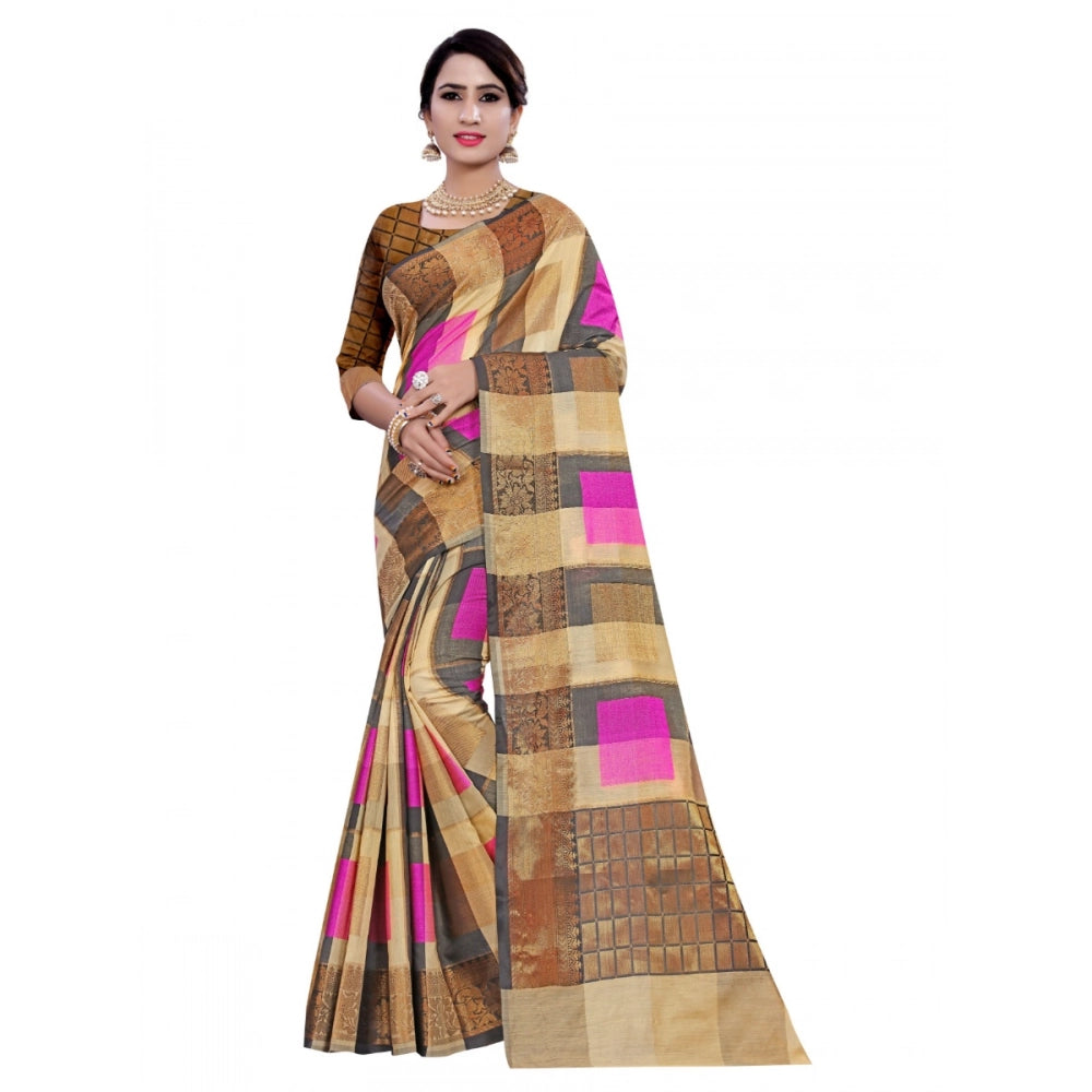 Ranili Cotton, Jacqaurd Saree With Blouse