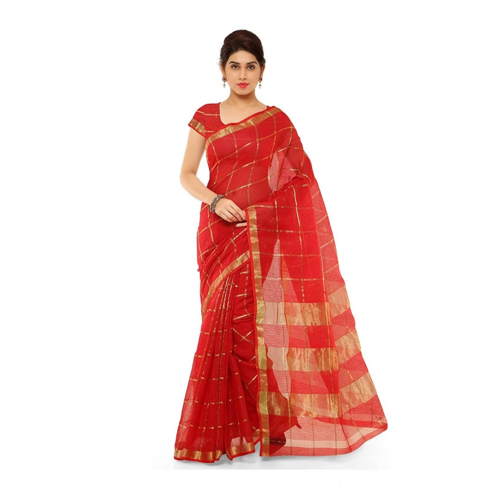 Kota Doria Cotton Saree With Blouse