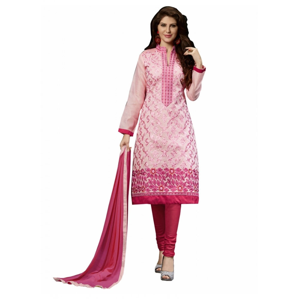 Chanderi Unstitched Salwar Suit-Material With Dupatta