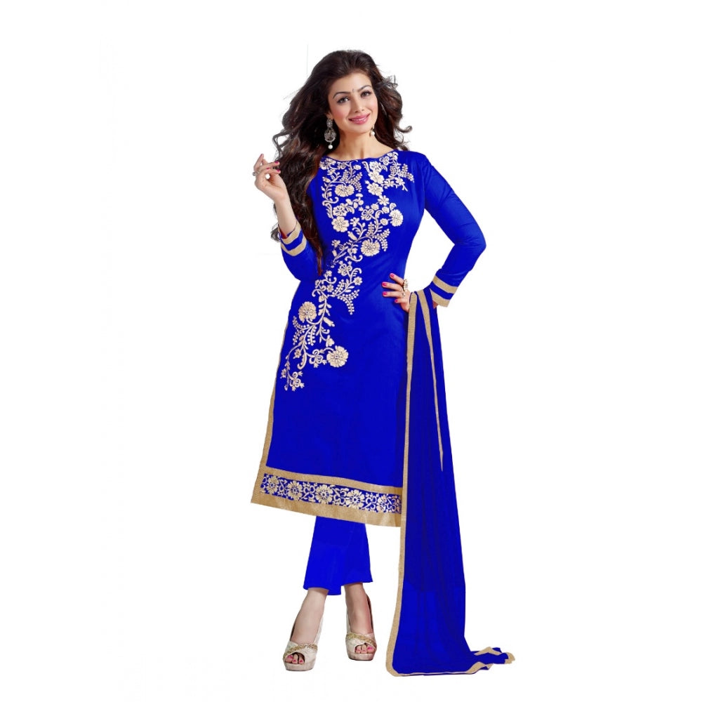 Chanderi Unstitched Salwar Suit-Material With Dupatta