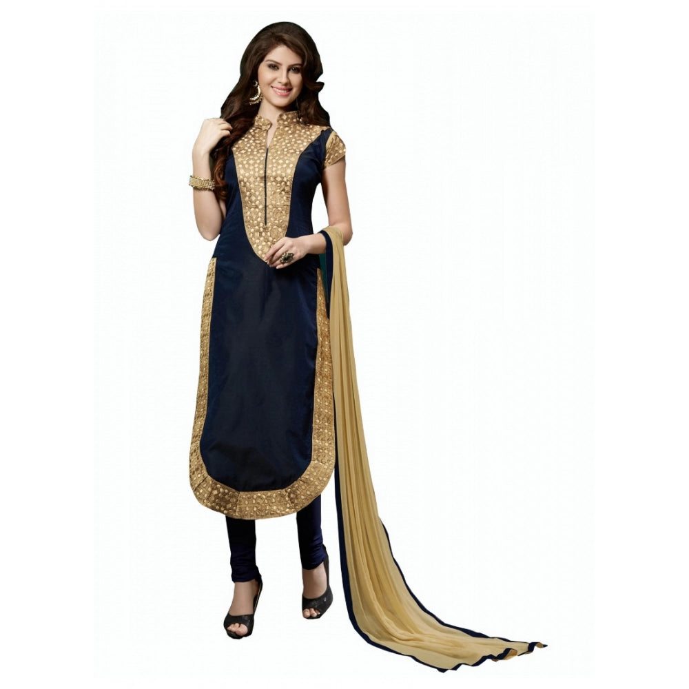 Chanderi Unstitched Salwar Suit-Material With Dupatta