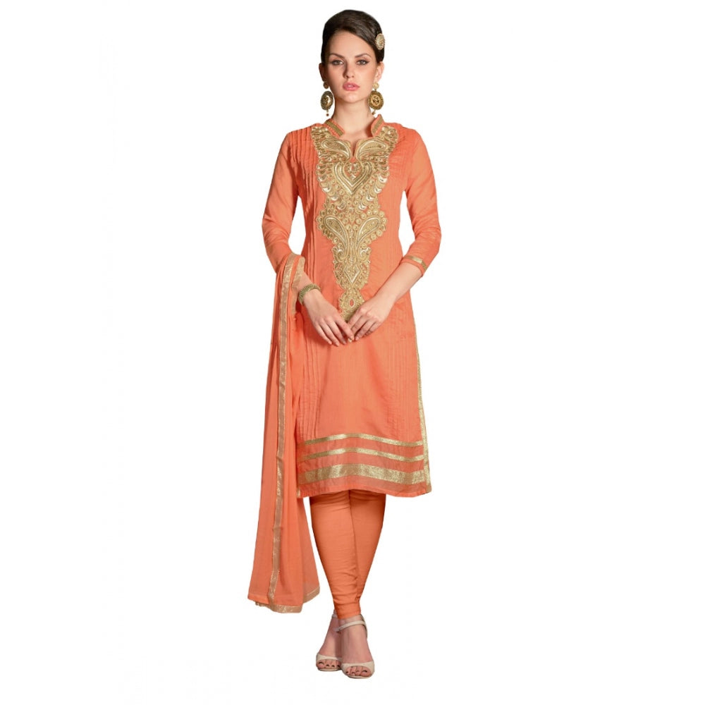 Chanderi Unstitched Salwar Suit-Material With Dupatta