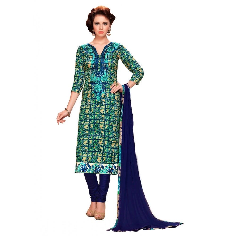 Glaze Cotton Unstitched Salwar Suit-Material With Dupatta