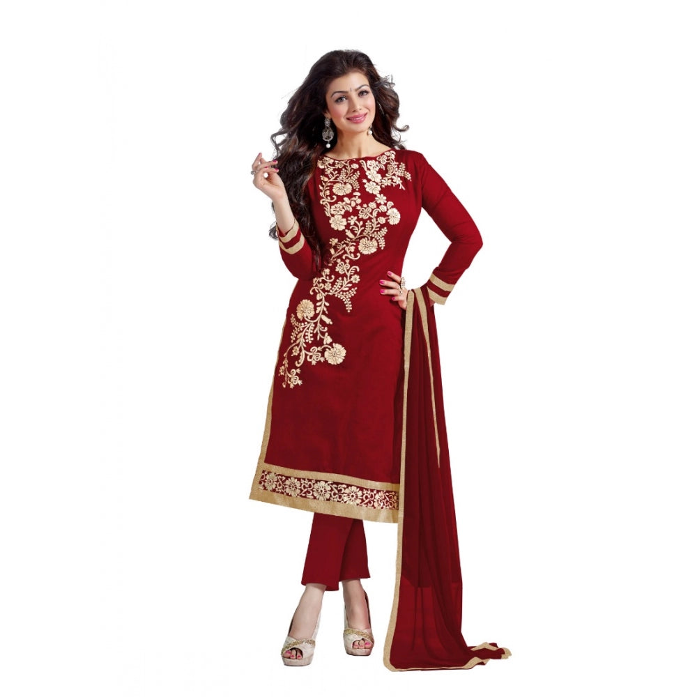 Chanderi Unstitched Salwar Suit-Material With Dupatta