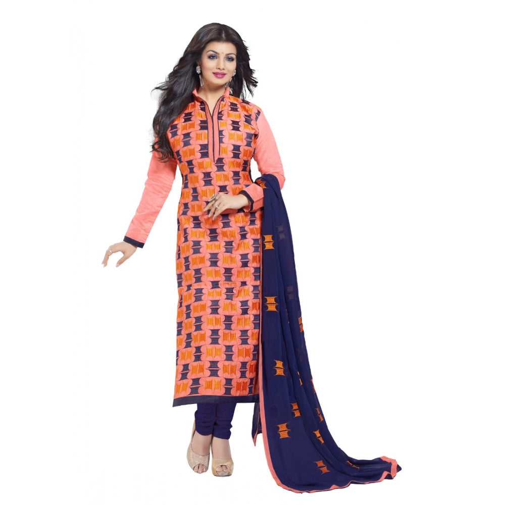 Chanderi Unstitched Salwar Suit-Material With Dupatta