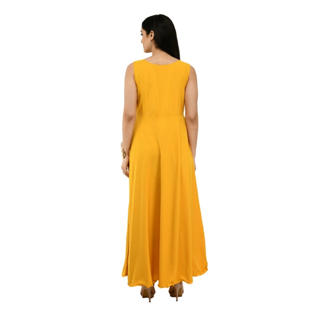 Crepe Solid Sleeveless Full Length Gown