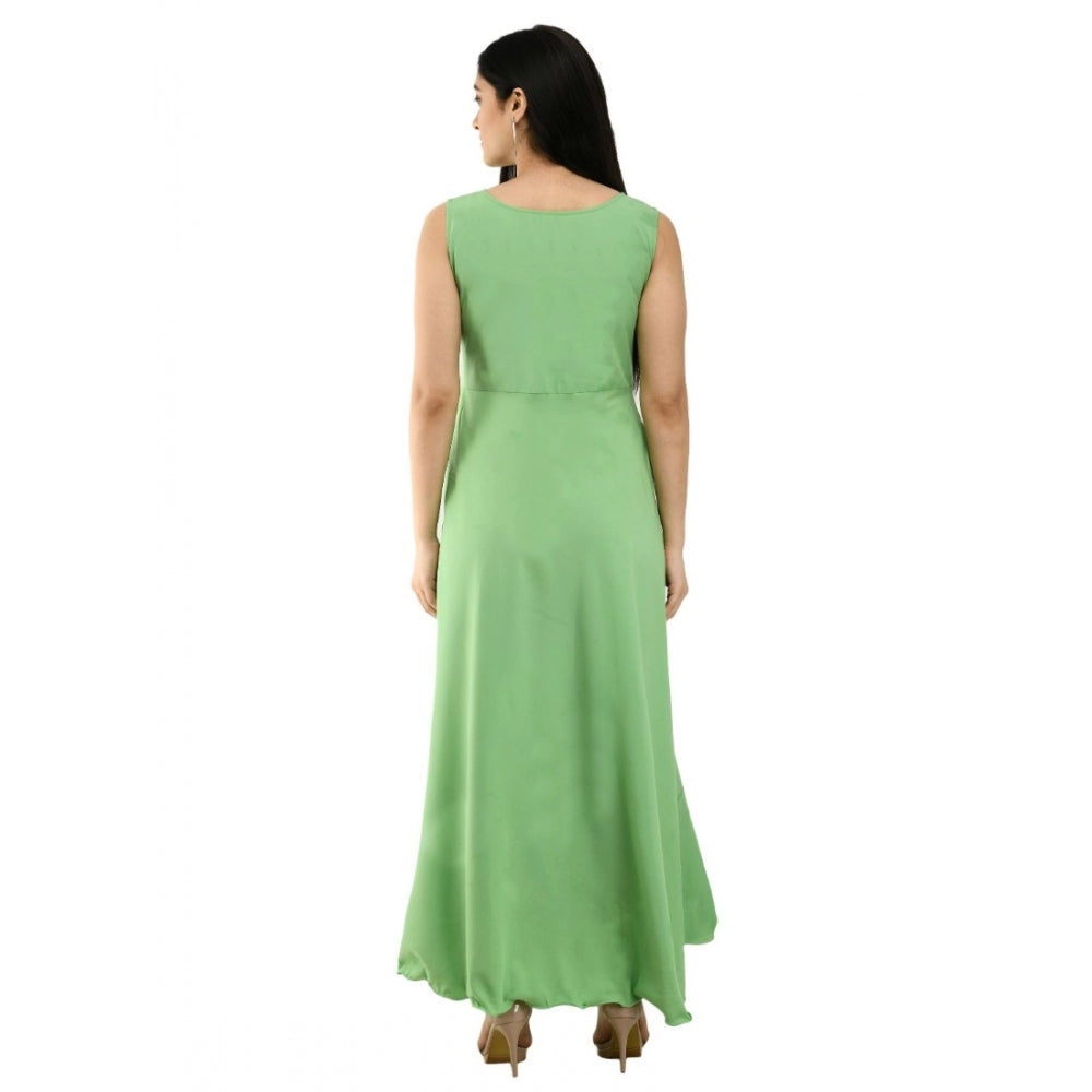 Crepe Solid Sleeveless Full Length Gown