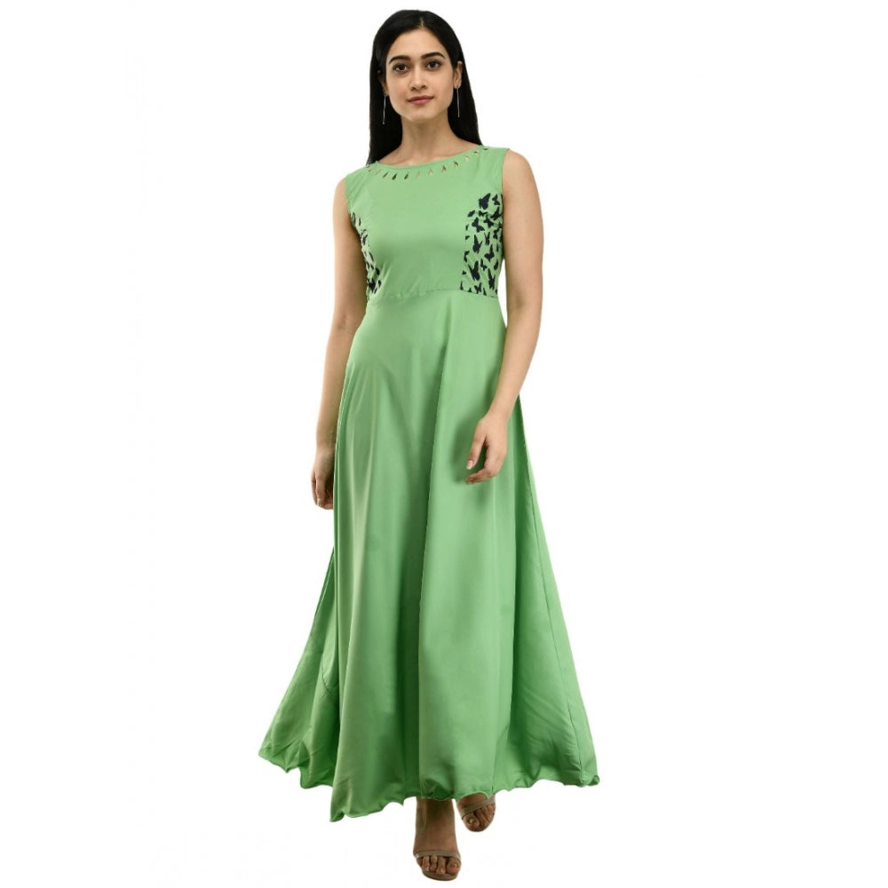 Crepe Solid Sleeveless Full Length Gown