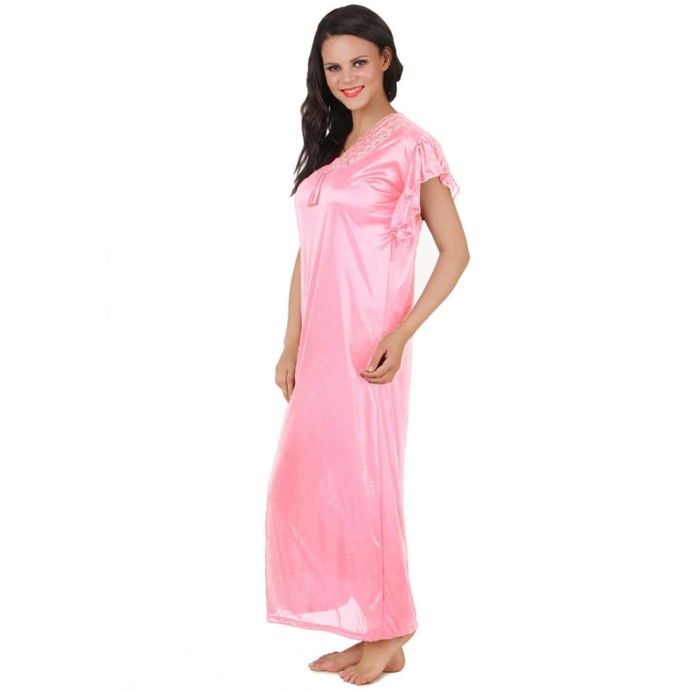 Satin Long Nighty Frill Sleeve