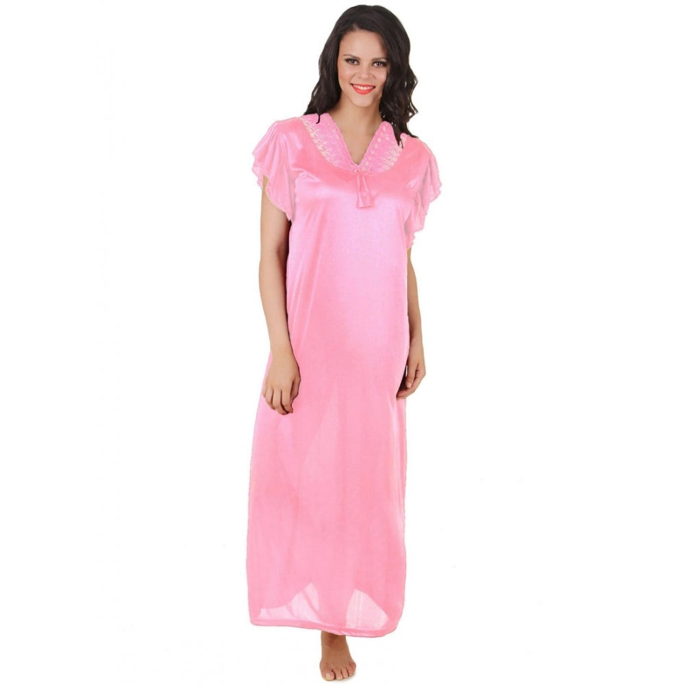 Satin Long Nighty Frill Sleeve