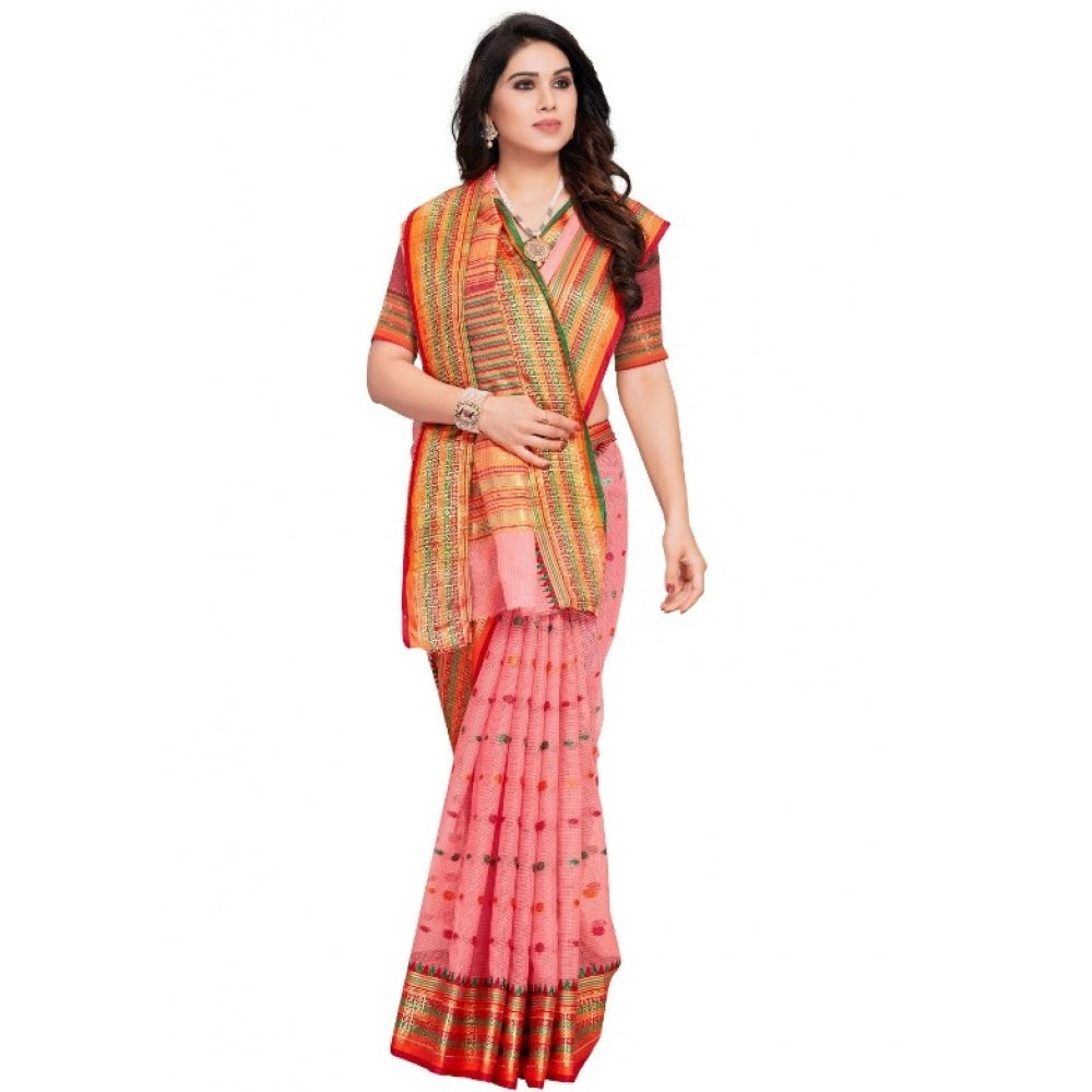 Kota Doria Cotton Woven Butta Saree With Blouse