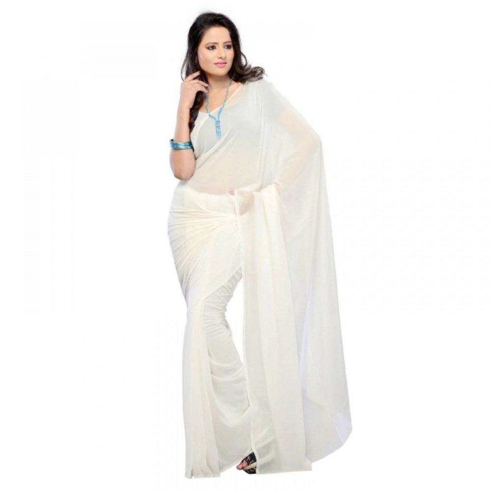 Georgette Plain Saree With Blouse