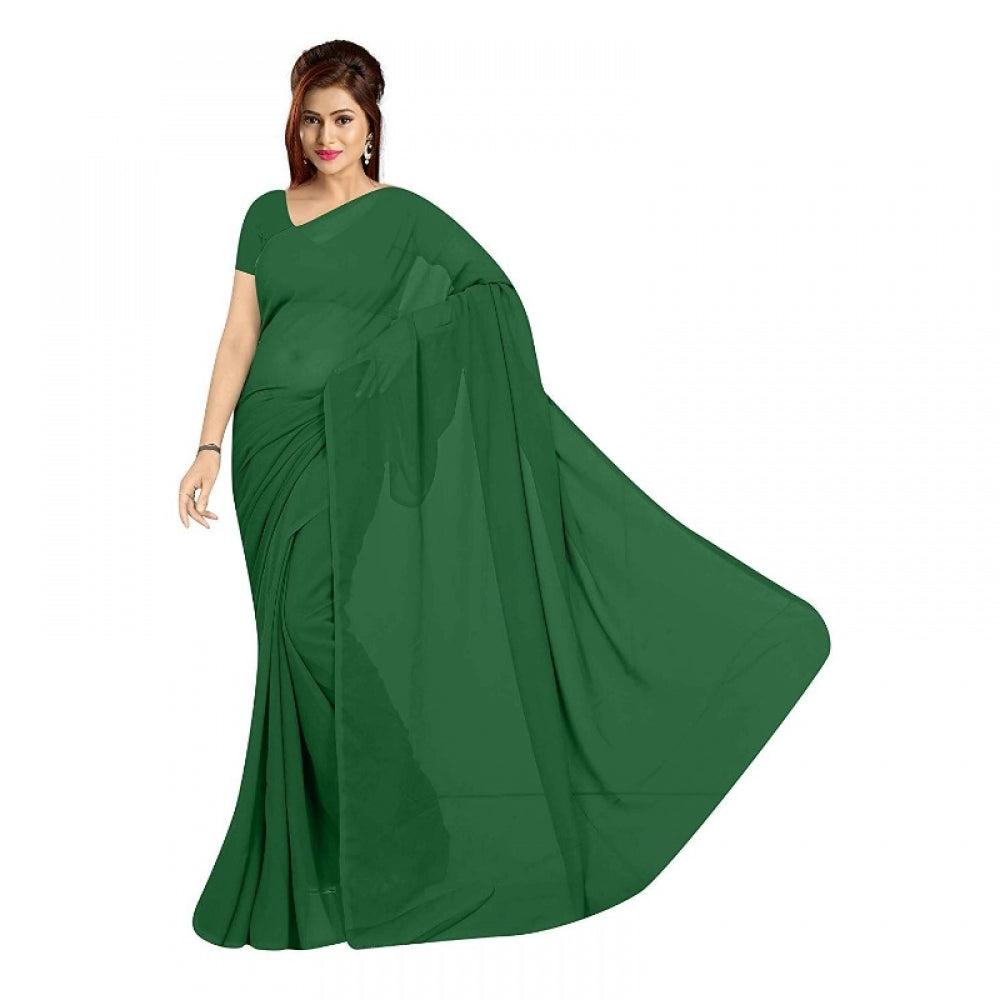 Georgette Plain Saree With Blouse