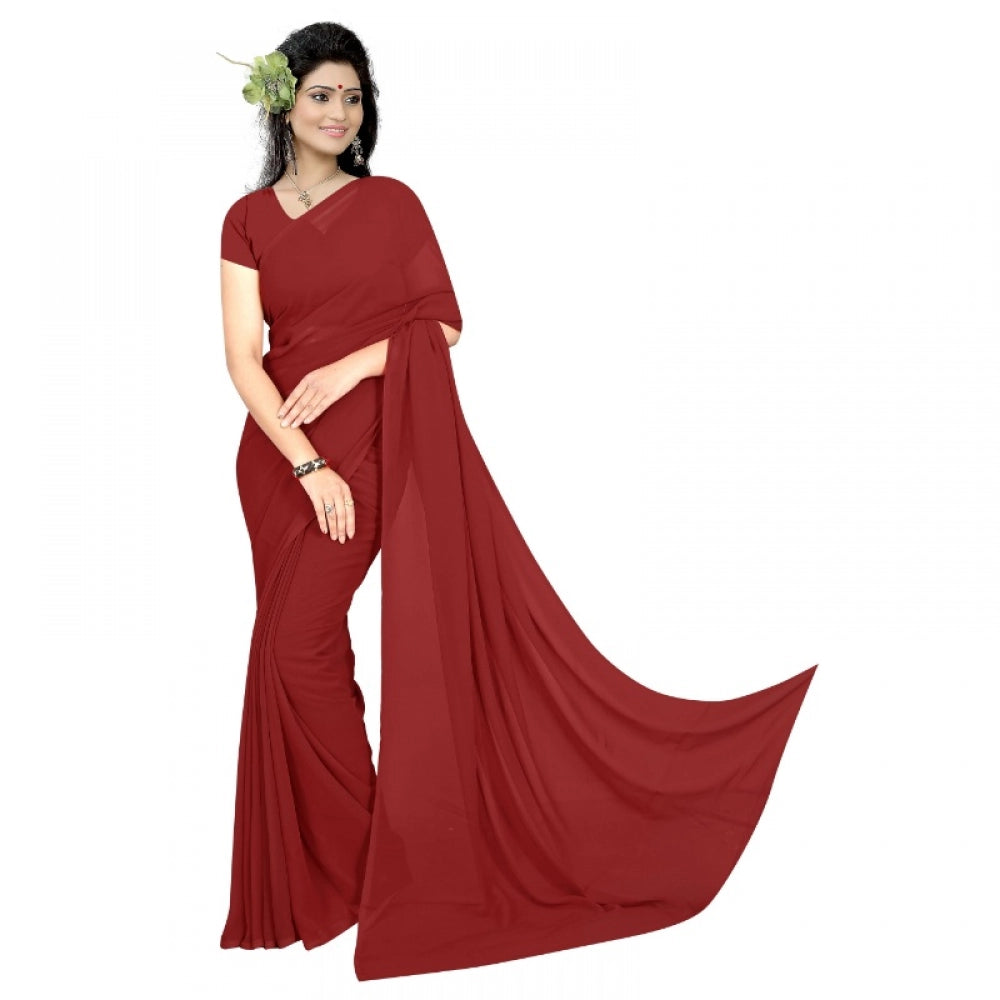 Georgette Plain Saree With Blouse