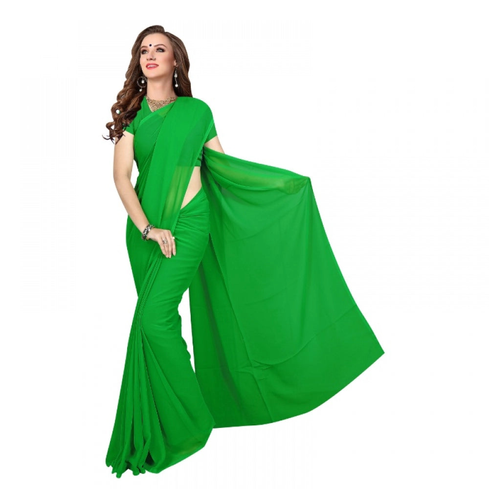 Georgette Plain Saree With Blouse