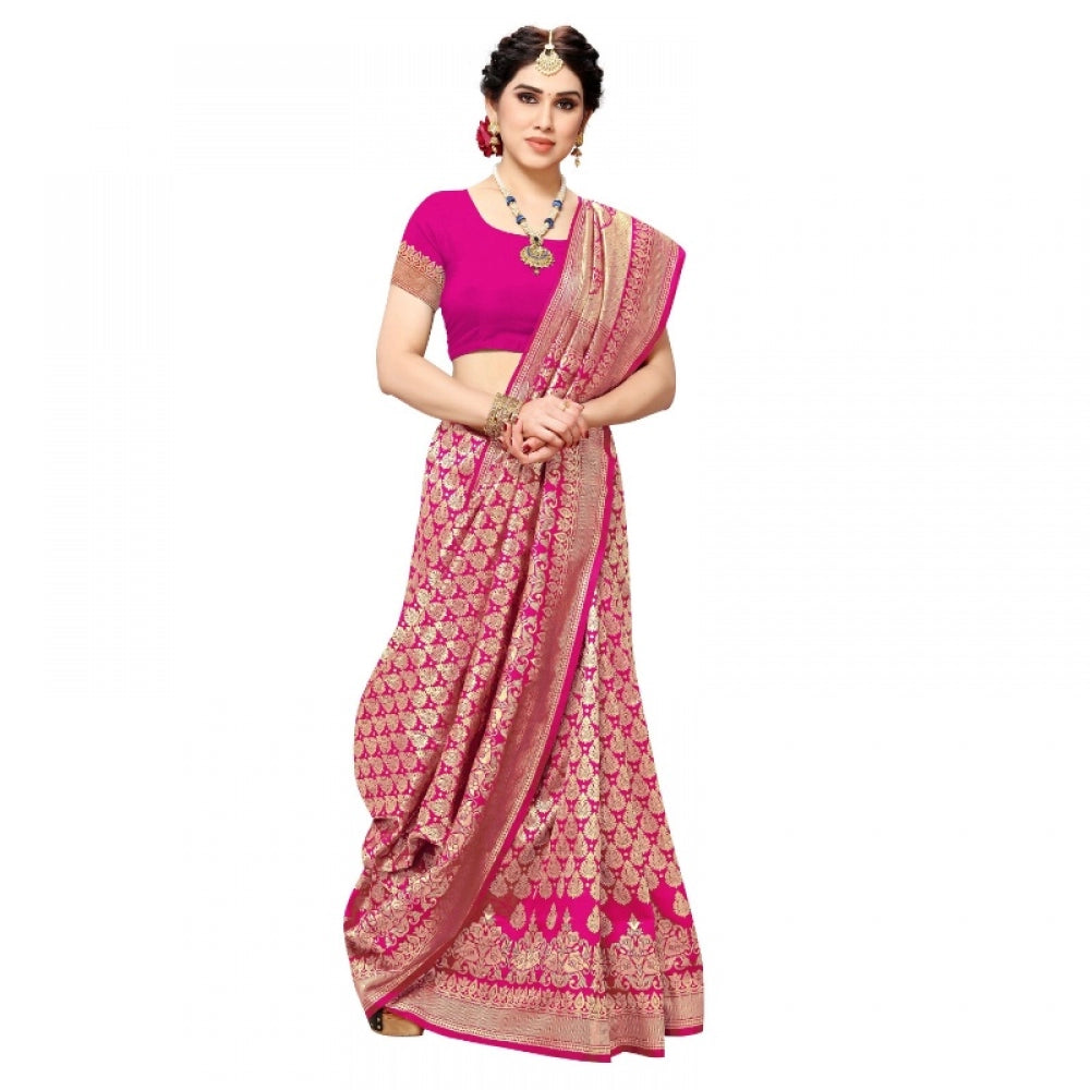 Jacquard Silk Kanjivaram Jacquard Silk Saree With Blouse