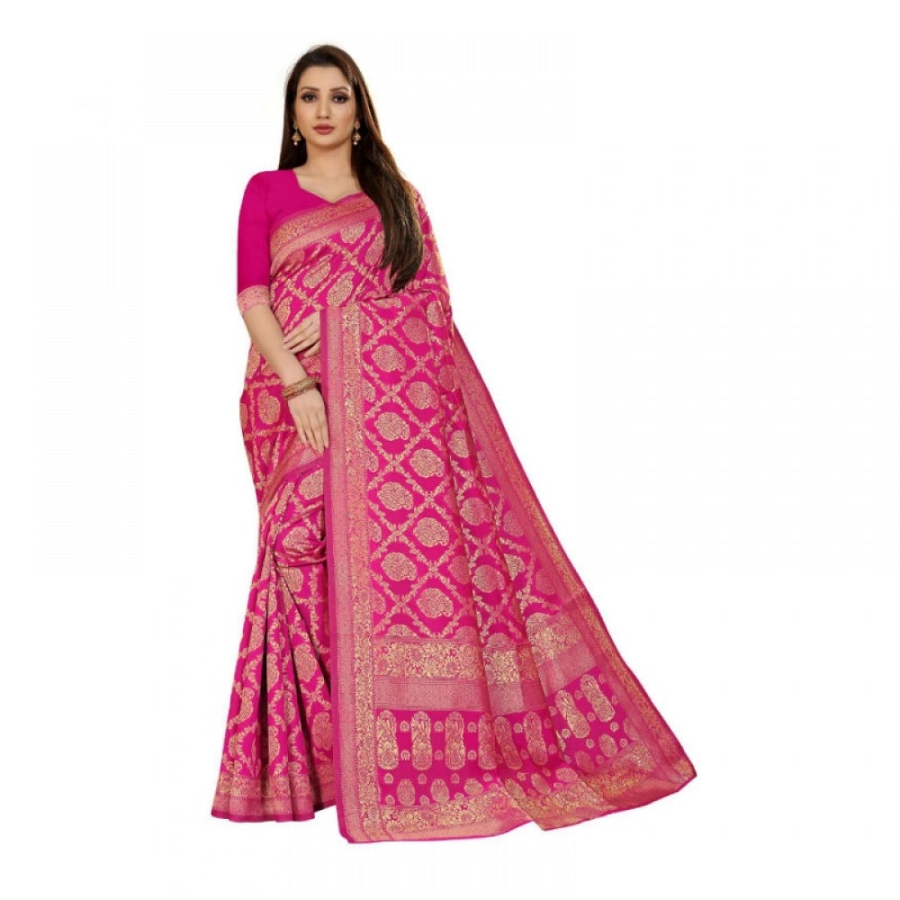 Jacquard Silk Kanjivaram Jacquard Silk Saree With Blouse