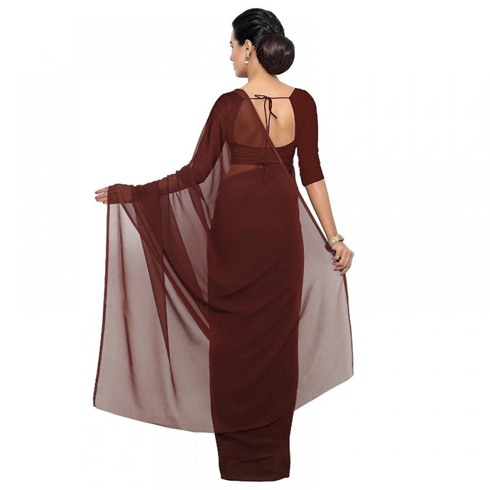 Georgette Plain Saree With Blouse