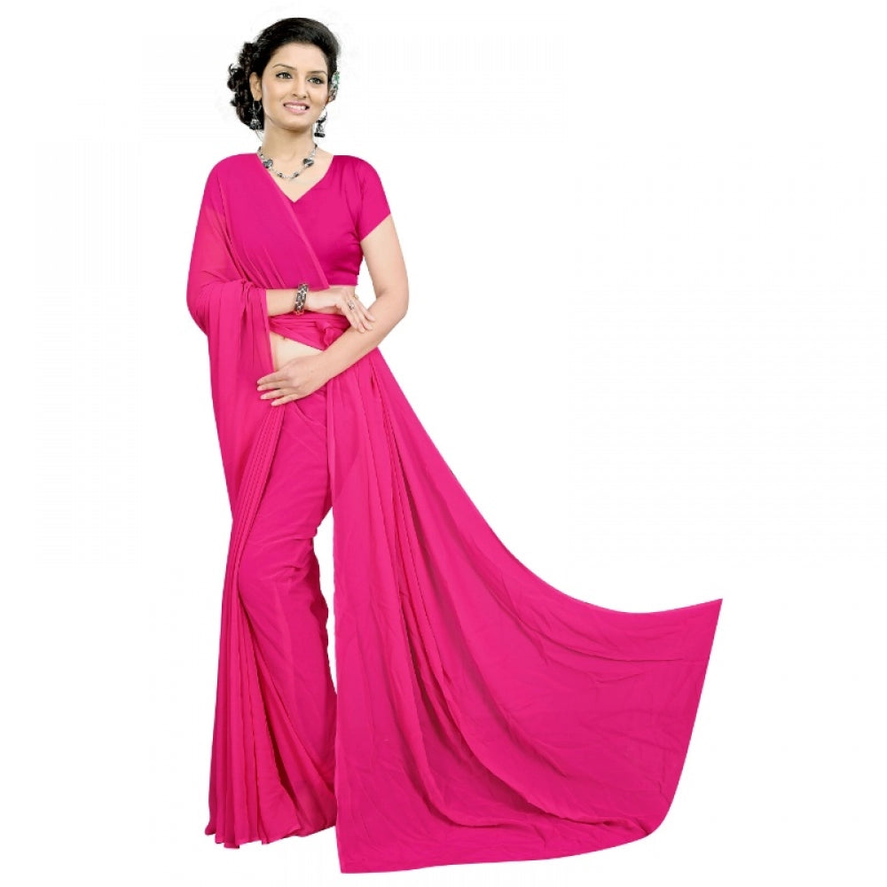 Georgette Plain Saree With Blouse