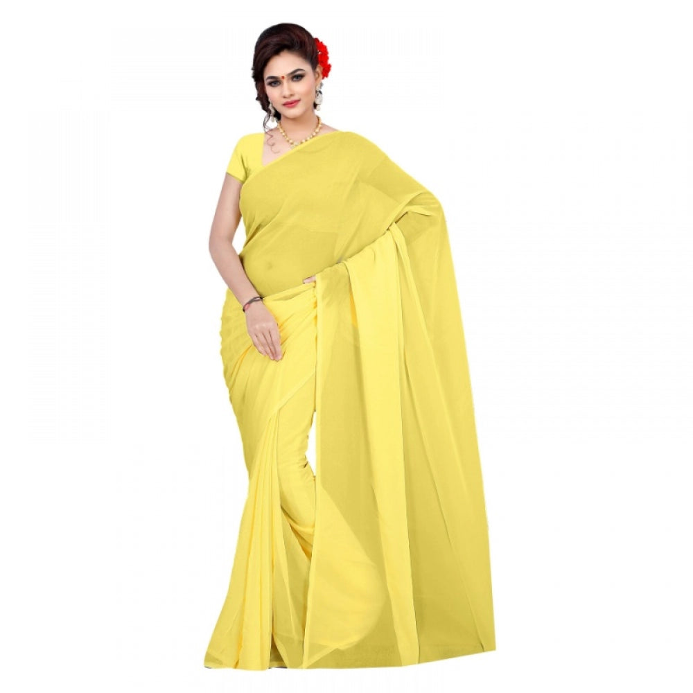 Georgette Plain Saree With Blouse