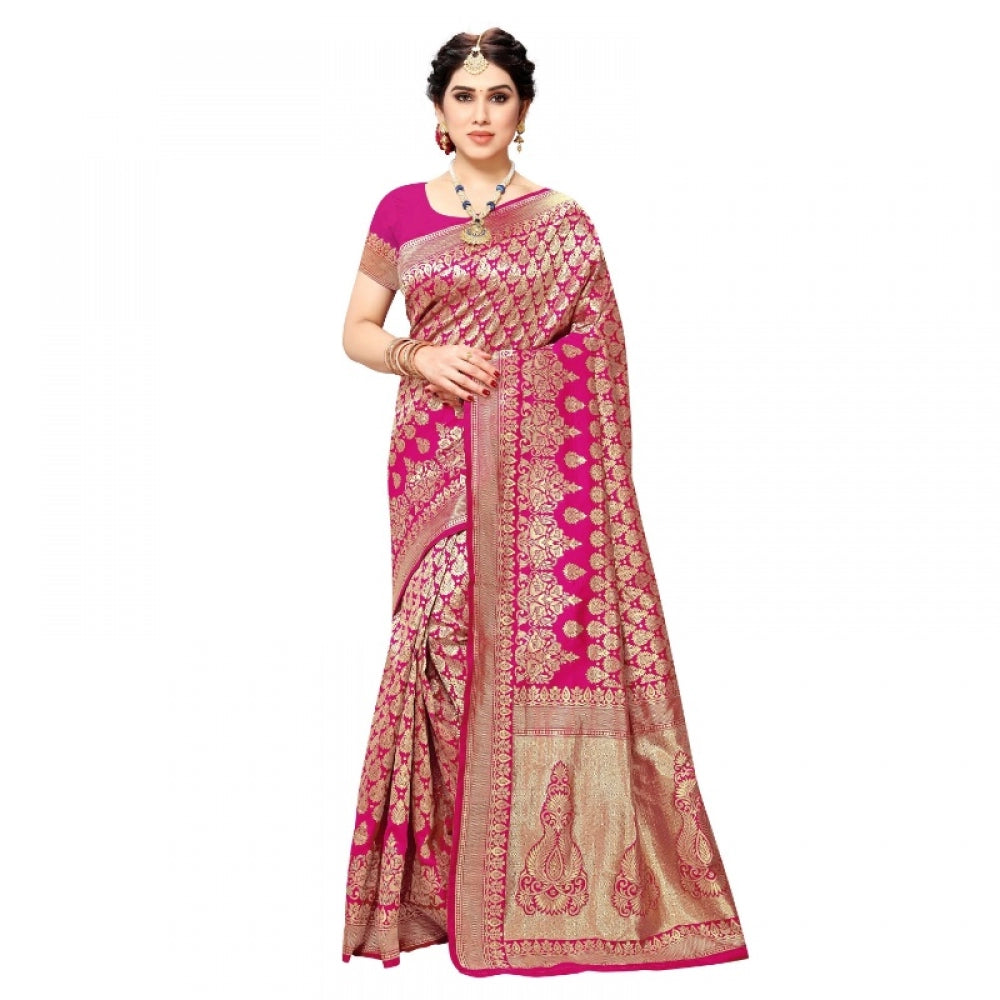 Jacquard Silk Kanjivaram Jacquard Silk Saree With Blouse